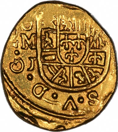 Obverse of 1714 Mexican Hammered 1 Escudo