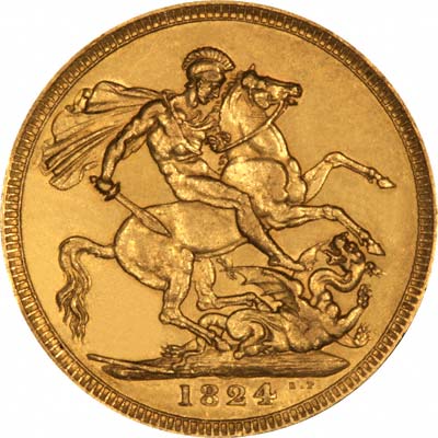 Saint George & Dragon on Reverse of 1824 George IV Gold Sovereign