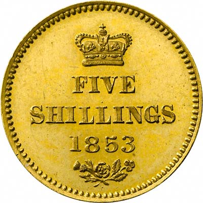 Reverse of 1853 Pattern Gold Five Shillings