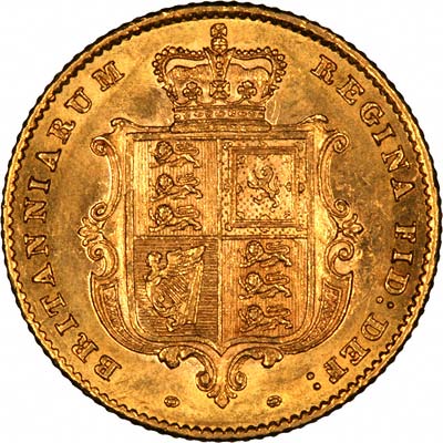 Reverse of 1857 Victoria Young Head Half Sovereign