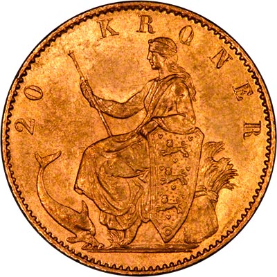 Obverse of Danish 20 Kroner of 1877