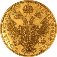 Reverse of 1882 Austrian Gold One Ducat