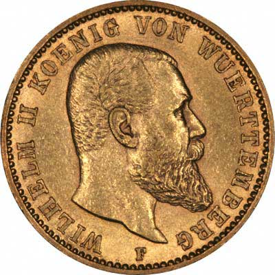 Obverse of 1897 Wuerttemberg 20 Marks