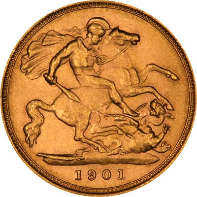 Reverse of 1901 Victoria Old Head Half Sovereign