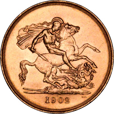 Reverse of 1902 Gold Five Pounds