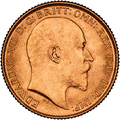 Obverse of 1906 Edward VII Half Sovereign
