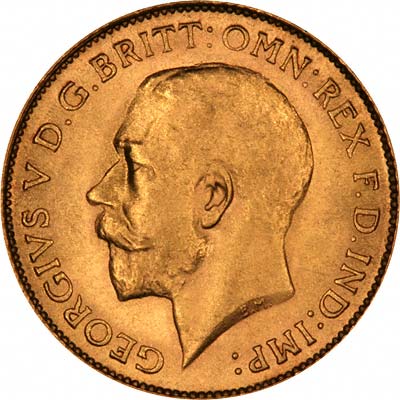 Obverse of 1925 George V Half Sovereign