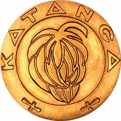 Obverse of 1961 Katanga Gold 5 Francs