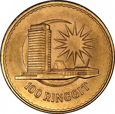 Reverse of 1971 Malaysia Gold 100 Ringgit