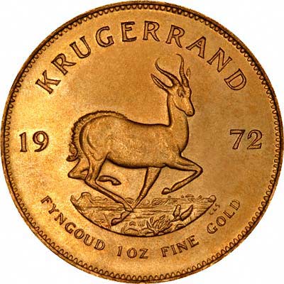 Reverse of 1972 One Ounce Gold Krugerrand