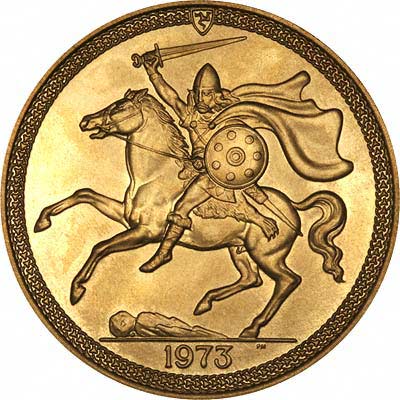 Reverse of 1973 Manx Gold Five Pounds