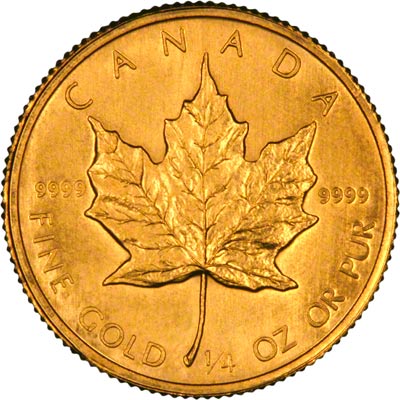 Reverse of 1982 Canadian Quarter Ounce Gold Maple Leaf