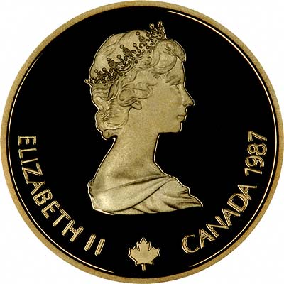 Obverse of 1987 Canadian Gold Proof 100 Dollars