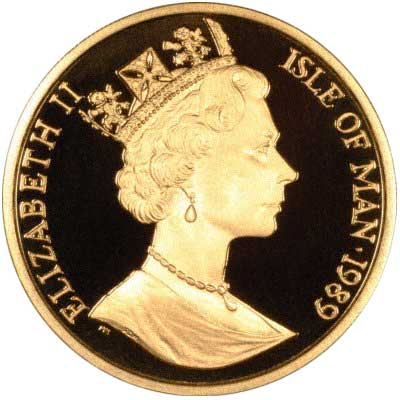 Obverse of 1989 Manx Gold Proof Crown