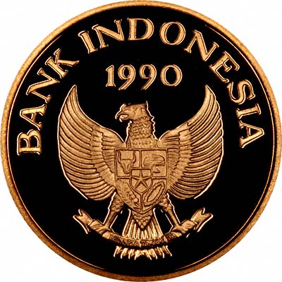 Obverse of 1990 Indonesian Gold 200,000 Rupiah