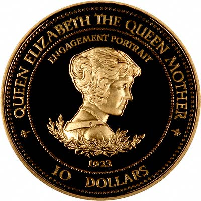 Queen Mother on Reverse of 1995 Barbados Gold Proof $10