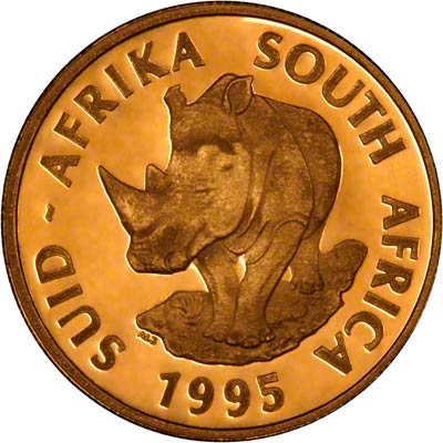 Obverse of 1995 Proof Natura Quarter Ounce Coin - Rhinoceros