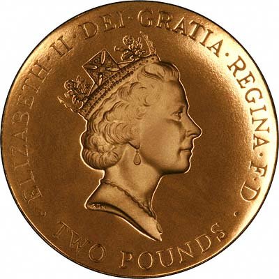 Obverse of 1996 £2 Gold Proof