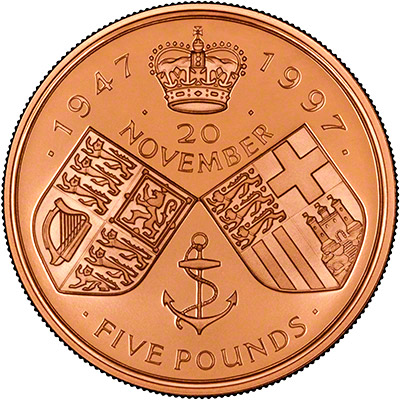 Reverse of the 1997 Proof Five Pounds Gold Coin
