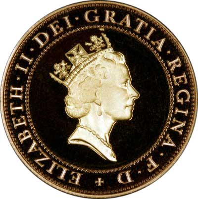 Obverse of 1997 First Bimetallic £2 Proof