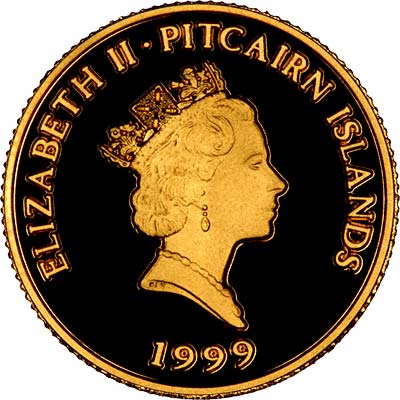 Obverse of 1999 Pitcairn Islands Gold 10 Dollars
