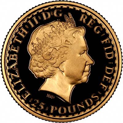 Obverse of 2009 Quarter Ounce Gold Britannia Proof