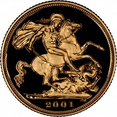 Reverse of 2001 Gold Proof Sovereign