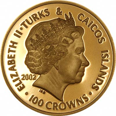 Obverse of 2002 Turks and Caicos 100 Crowns