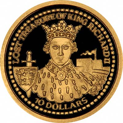 Lost Treasure of King Richard II on Reverse of 2003 Fiji Gold 10 Dollars