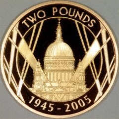 Reverse of 2005 WWII St. Paul's Cathedral £2 Proof