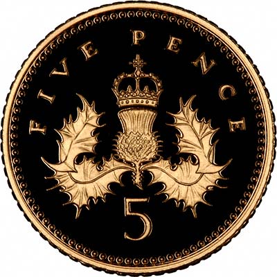 Obverse of Gold Proof Fifty Pence from Emblems of Britain Set