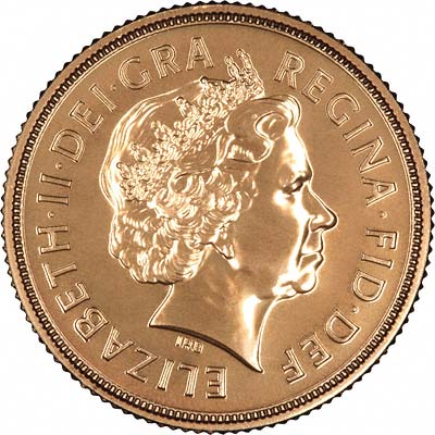Obverse of 2009 Uncirculated Gold Sovereign