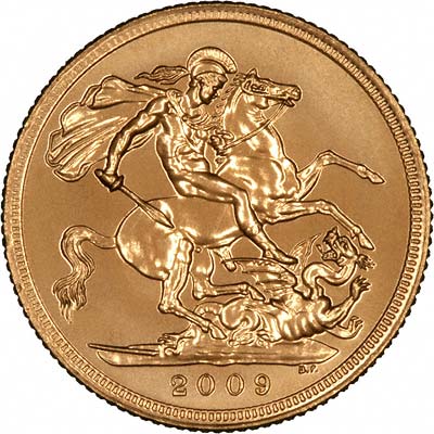 Reverse of 2009 Uncirculated Gold Sovereign