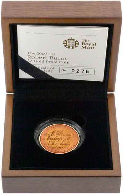 2009 Robert Burns Gold Proof Two Pounds in Presentation Box