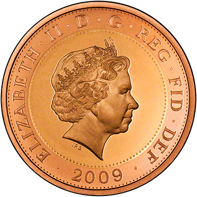 Obverse of 2009 Gold Proof Two Pounds