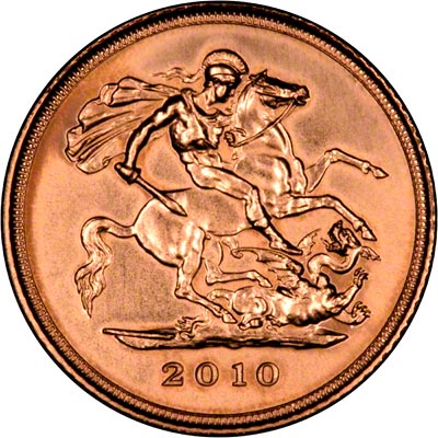 St George Reverse on the 2010 Gold Uncirculated Half Sovereign