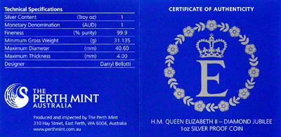 2012 Australian Diamond Jubilee One Kilo Gold Proof Coin Certificate