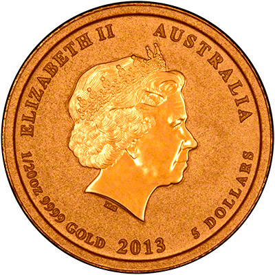 Reverse of 2013 Australian Year of the Snake Twentieth Ounce Gold Coin
