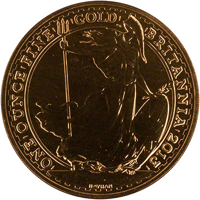 Obverse of 2013 One Ounce Gold Britannia