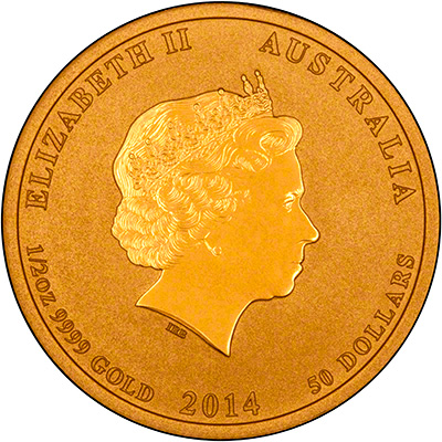 Reverse of 2014 Australian Year of the Horse Half Ounce Gold Coin