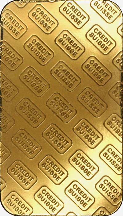 Back of Credit Suisse 50 Gram Gold Bar