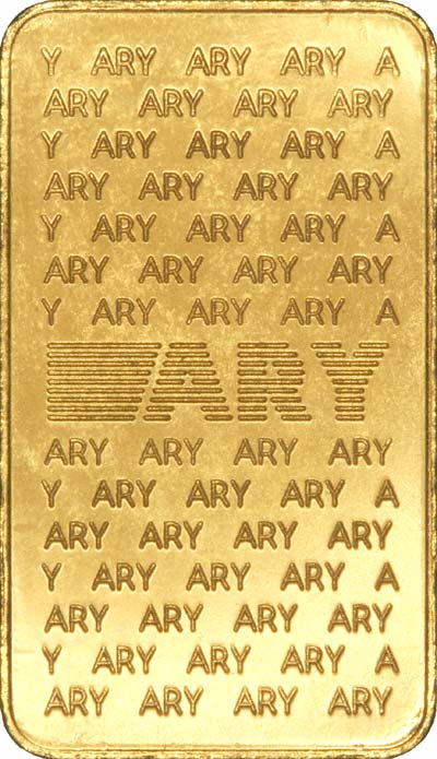 Reverse of ARY 1 Ounce Gold Bar