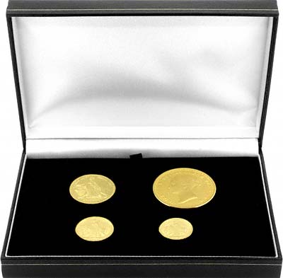 Boxed Set of 4 Una & the Lion Gold Replica Coins